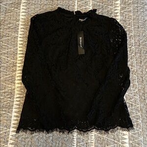 Allegra k black lace blouse BNWT long sleeve, body is fully lined